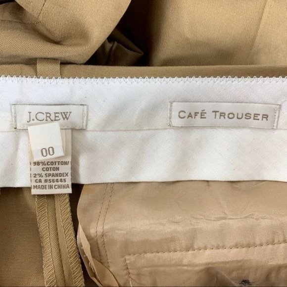 J Crew Cafe Trouser Pants Khaki Tan size 00 Flat Front - Picture 4 of 4